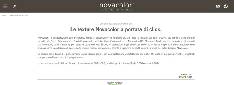 Novacolor texture strumenti BIM CAD scaricabili online