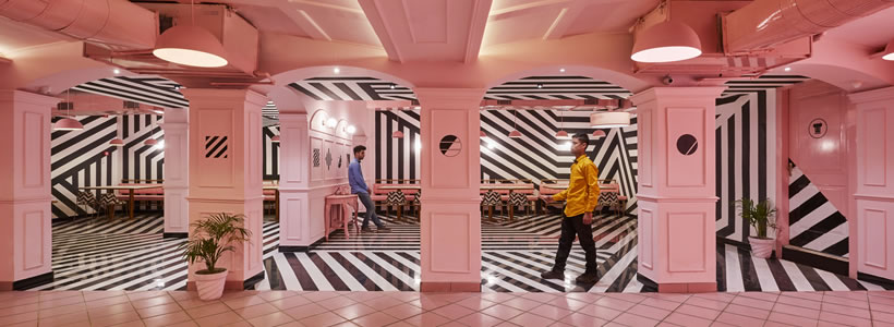 progetto ristorante Pink Zebra Kanpur India Renesa Architecture Design