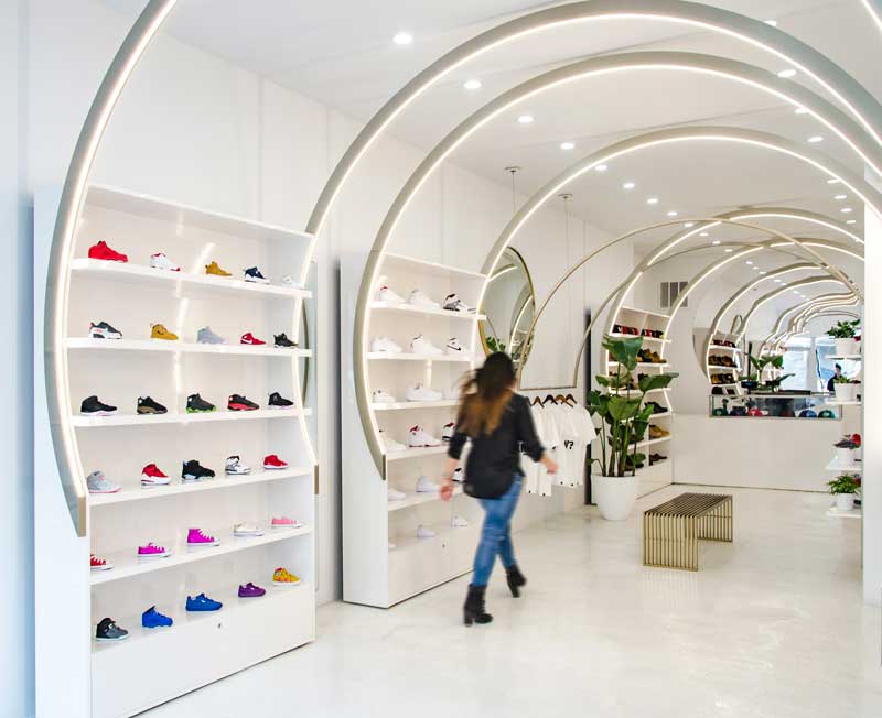 Christian Lahoude designs Solestice sneaker store in new york city