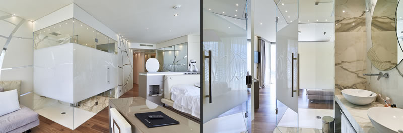 hotel design contract vetri e specchi temprabili Pilkington