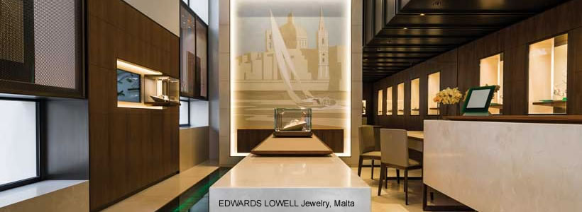 Gioielleria Edwards Lowell a Malta con arredi su misura Barth