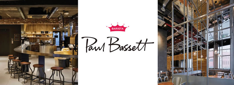 Paul Bassett cafés in Seoul with coffee bar and interior design details