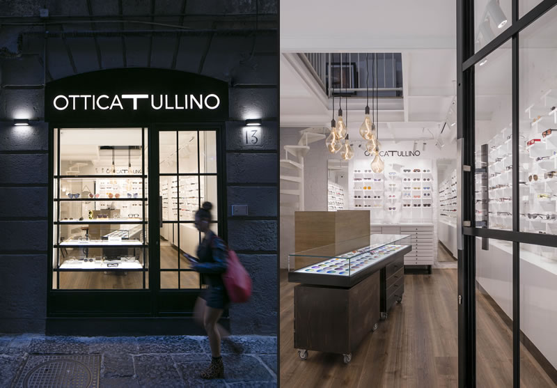 Piùstore progetto interior design Ottica Tullino Napoli