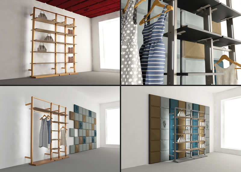 3D Wall modular and revolutionary furnishing system for shopfitting