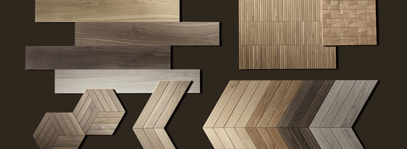 Formati e composizioni effetto legno della collezione Nest di Fap Ceramiche