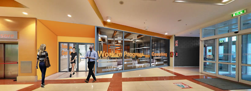 spazio di coworking all’interno di un centro commerciale