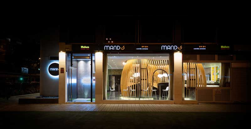 SMLXL-design signs the interiors of Korean  Mandu Restaurant.