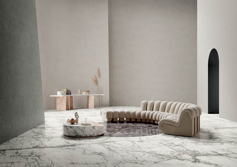 A new marble effect texture joins the MARMI MAXIMUM collection by Fiandre