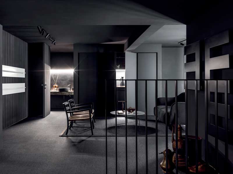 Victor Vasilev designs a total black showroom for Antrax IT in Milan