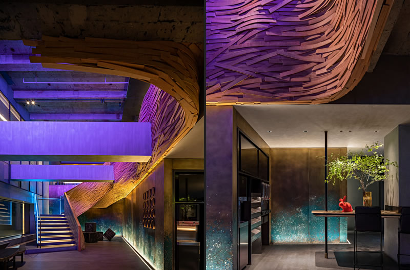 In this restaurant project, the designer Wei Wu magnifies roughness to a great extent
