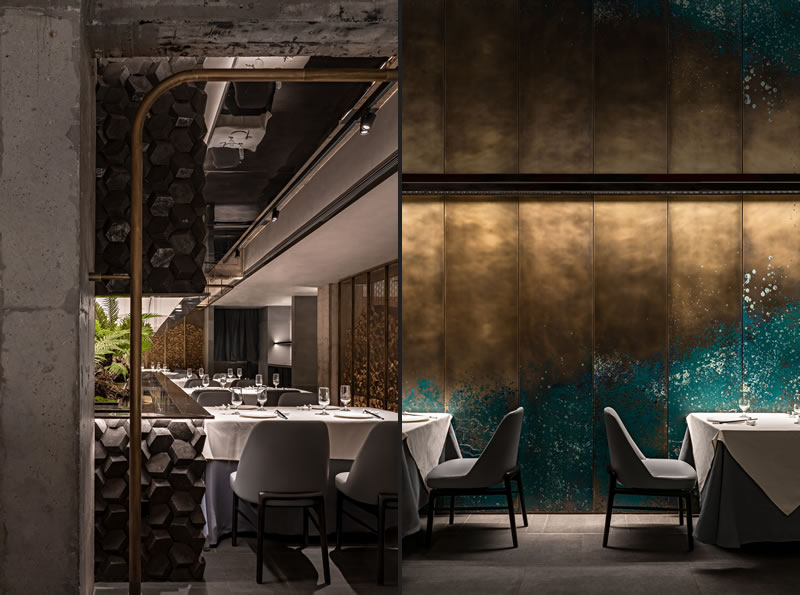 In this restaurant project, the designer Wei Wu magnifies roughness to a great extent