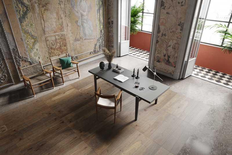 Passoni Design, the company behind the natural culture furniture collection, teams up with Listone Giordano to create "Terre di Vigna" the first wine_based wood finish.