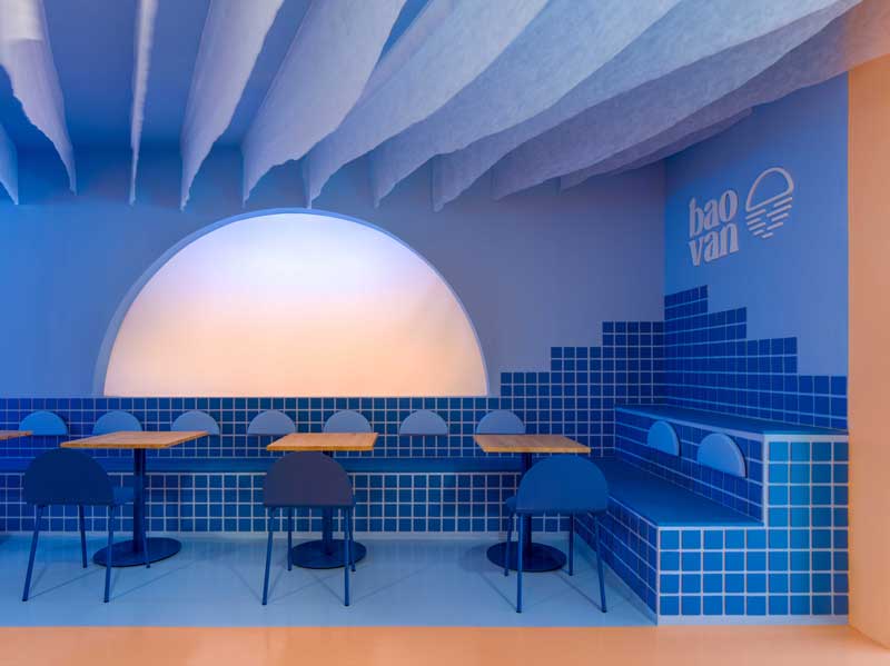 Immersive dining area inside Baovan Restaurant in Valencia