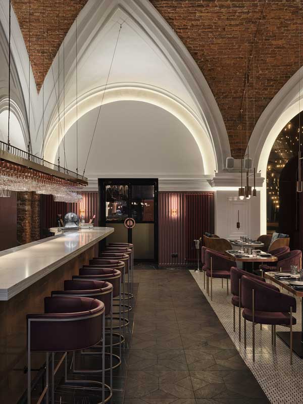 interior design for the Monza restaurant in Saint-Petersburg