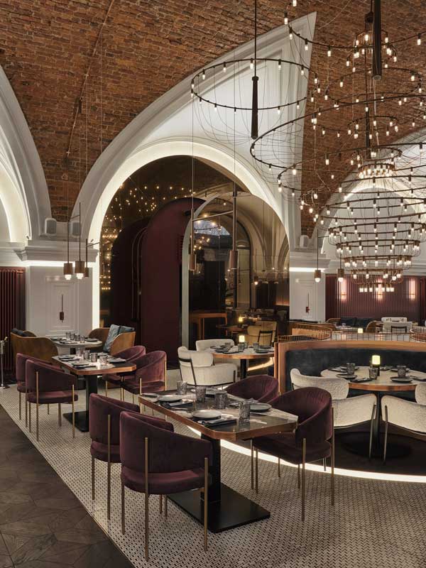 interior design for the Monza restaurant in Saint-Petersburg