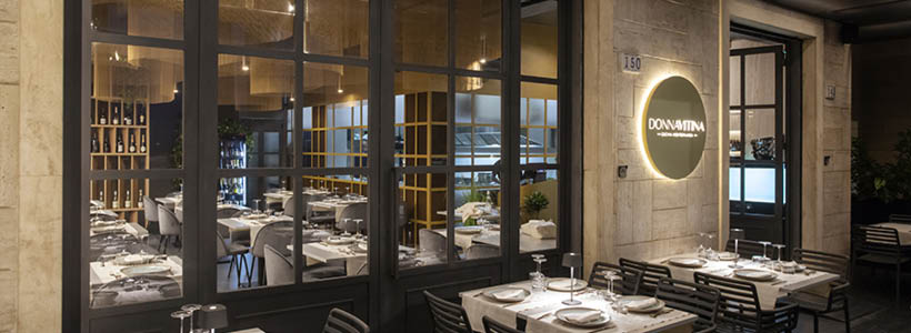 Intervento di restyling del ristorante Donna Vitina - Cucina Mediterranea realizzato dallo studio Puccio Collodoro Architetti