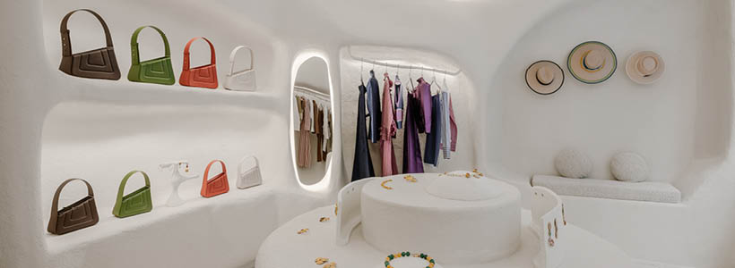 Vista della boutique DESTREE a Parigi tra arte e moda contemporanea