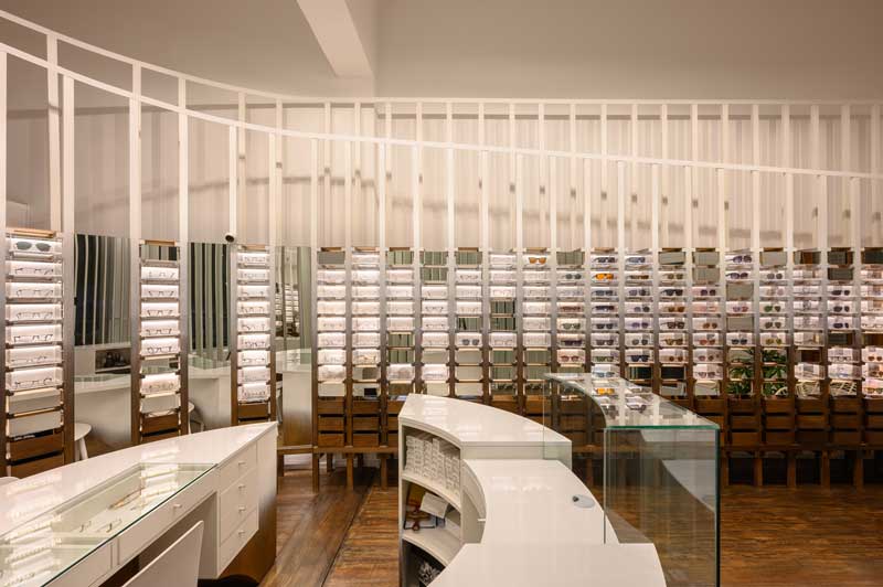 modular wooden furniture with integrated drawers detail