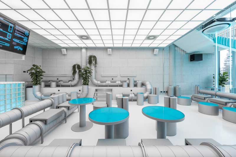 Masquespacio designs a techno cyberpunk gym for King Kong Club