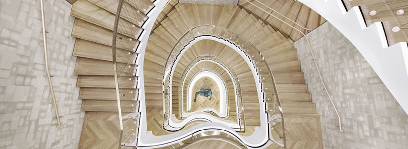 Scala a chiocciola di design nel flagship store Tiffany & Co. sulla Fifth Avenue a New York