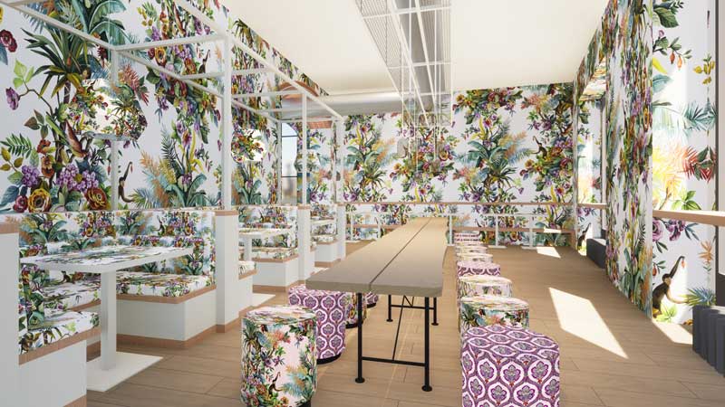 Voleur de Fleurs un viaggio in un mondo idilliaco dove i pattern di Simone Guidarelli Home incontrano walldesign ed elementi d’arredo