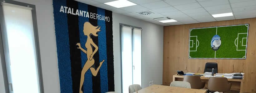 Le pareti Benetti Moss negli uffici della Sede dell’Atalanta Bergamasca Calcio