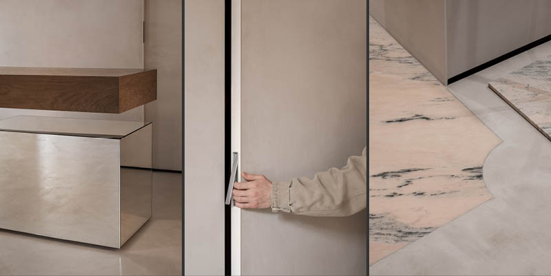 Minimal furniture and metal display systems inside The COAT by Katya Silchenko showroom designed by Rina Lovko