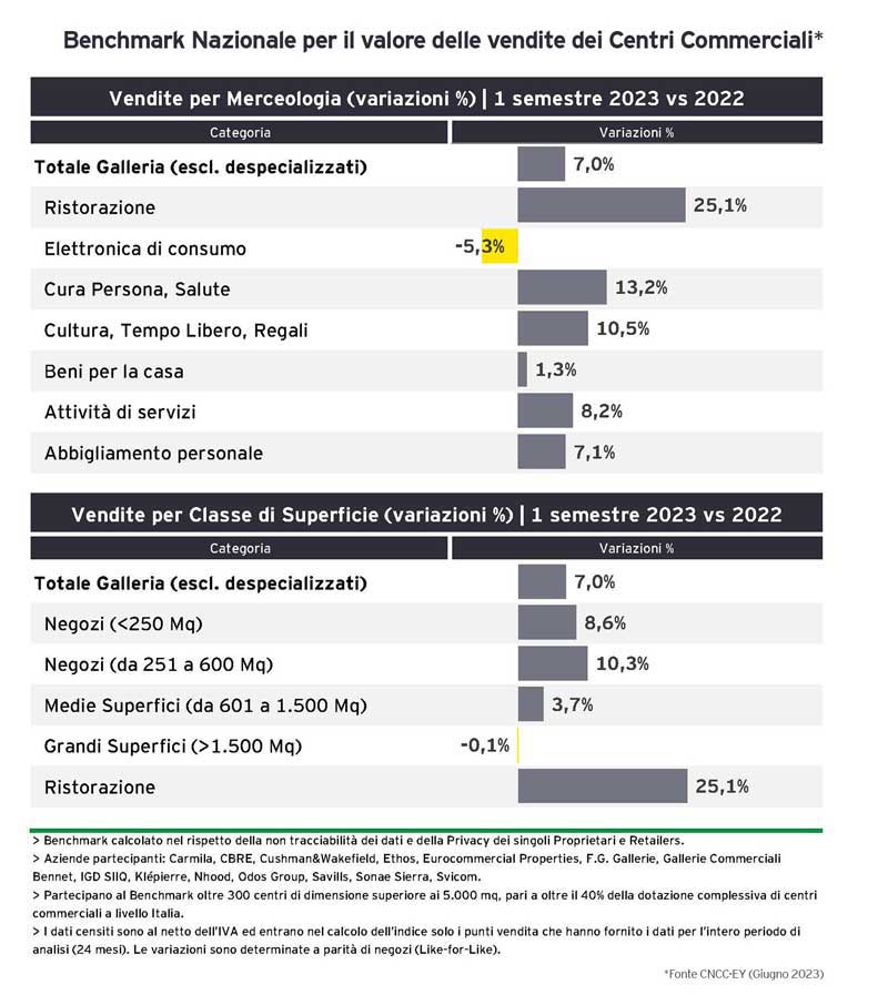 Valore delle vendite dei centri commerciali