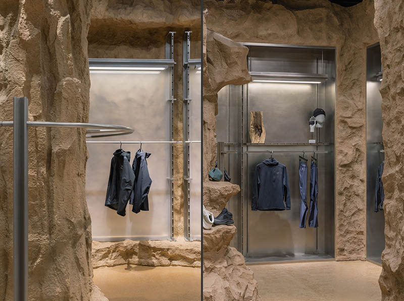 The "Rock Climbing" scene is on the first floor, which showcases the Ascent and Traverse collections.
