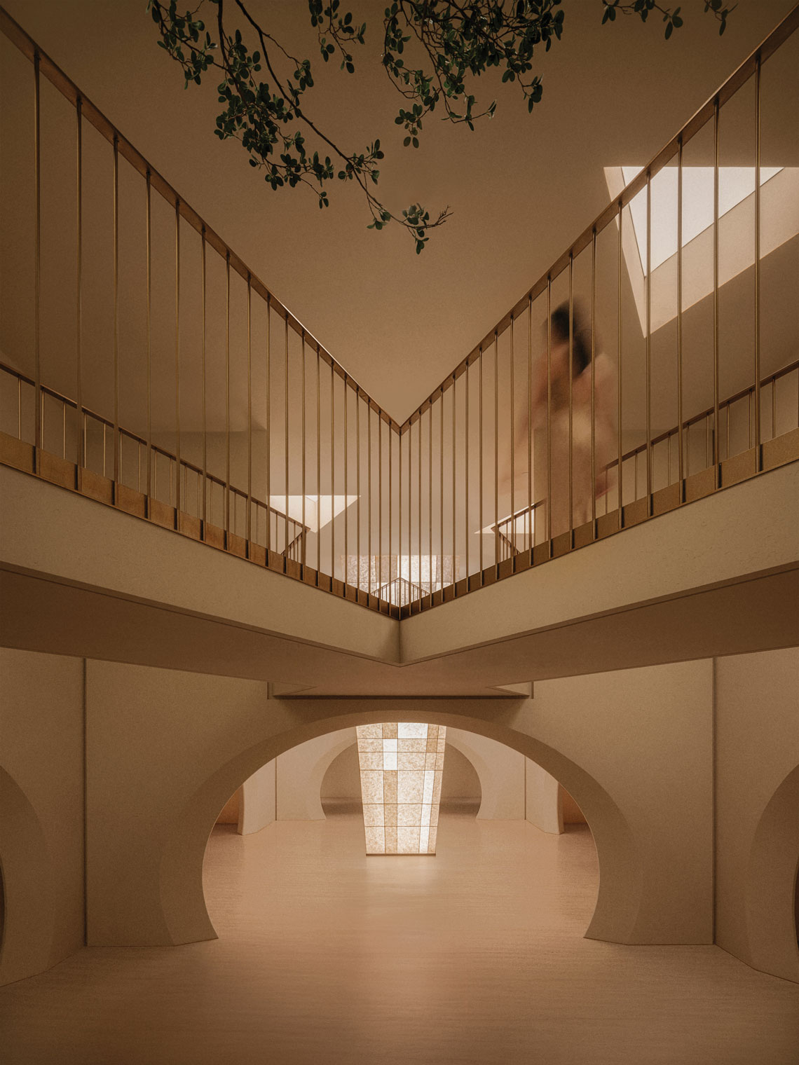 Hoormem Muscle Research Aesthetics Center interior with curved walls and textured pastel-toned surfaces, designed by Cun Panda Nana