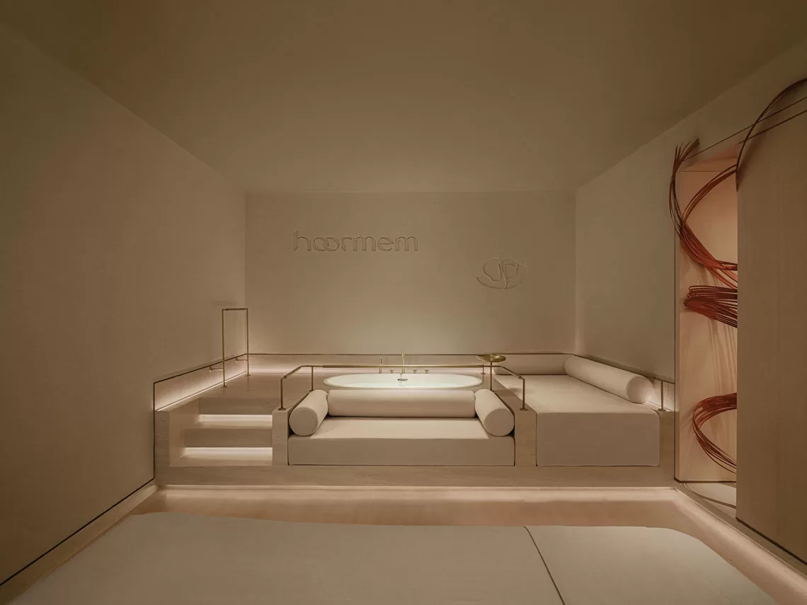 Chinese interior design studio Cun Panda Nana has created cave-like interiors that embrace softness and organic feeling for a beauty center in Fujian, China.