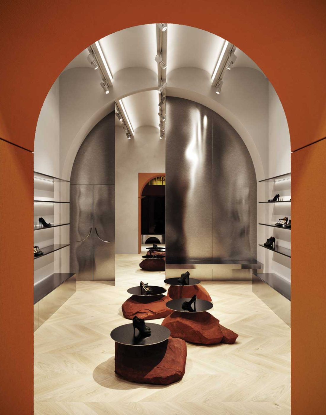 Mukha showroom, view of the two-level retail space