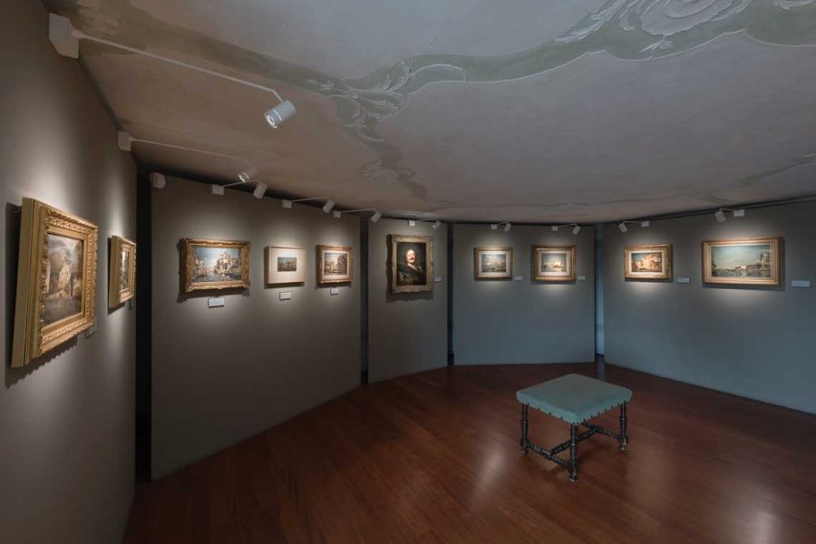 Rimani Solar lighting installation at Ca Rezzonico museum for Martini collection exhibition