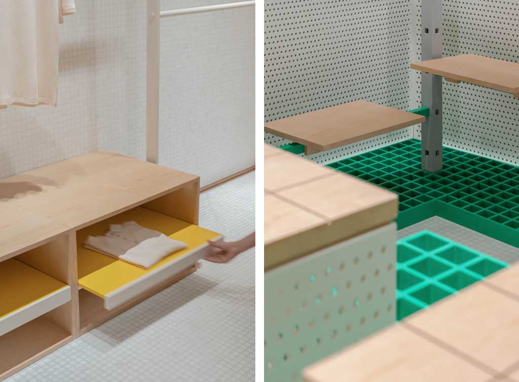 Modular display system in ZUCZUG Bazaar retail interior