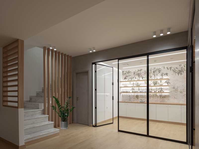 Area wellness nel piano interrato della farmacia