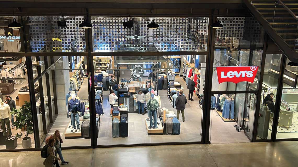 retail trends in London with urban skyline and commercial districts