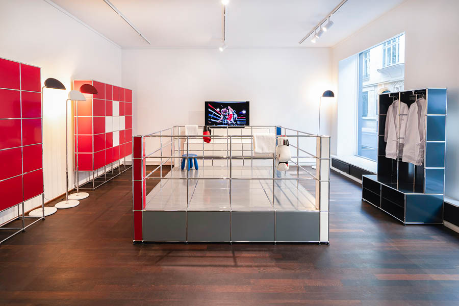 Allestimento showroom parigino USM Modular Furniture in occasione dei Giochi Olimpici