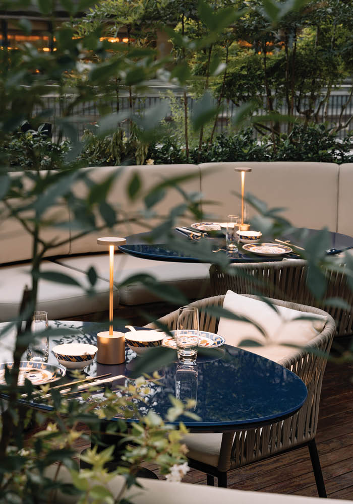 Outdoor garden at Tidu Reserve restaurant bar Shanghai