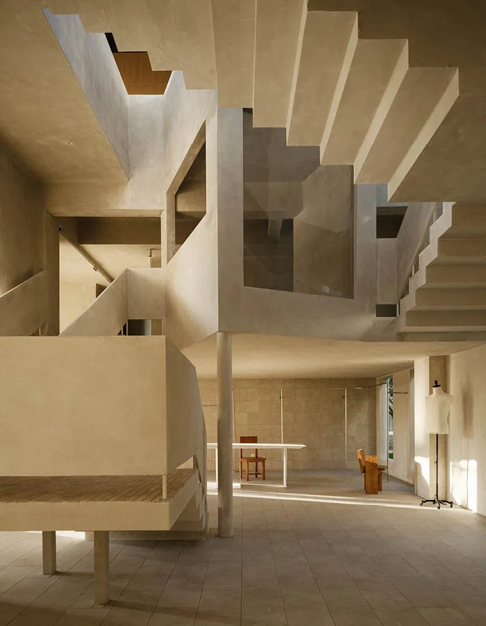 Interior design featuring natural light and earthy textures