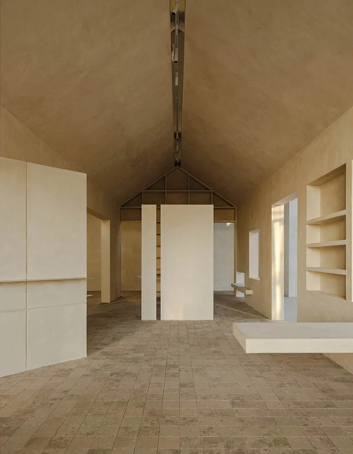 Interior design featuring natural light and earthy textures