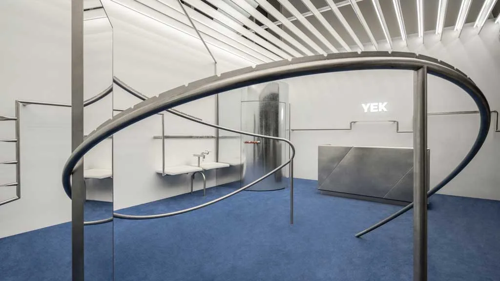 Playful metal tubing in the YEK pop up store in Shanghai by Say Architects