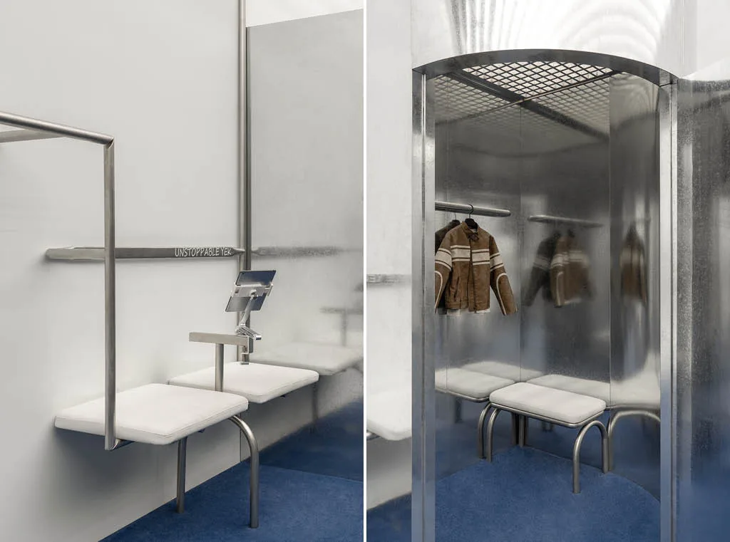 Fitting rooms and interactive tablets inside the YEK store in Shanghai
