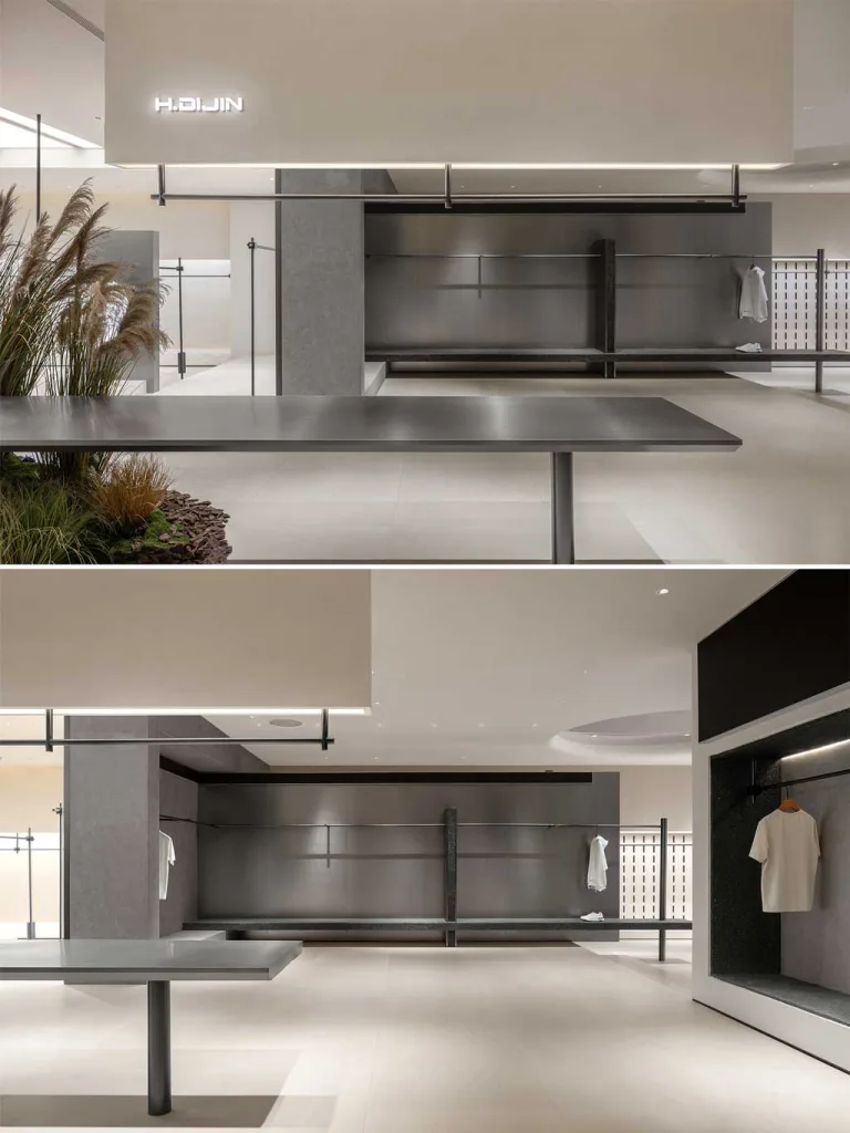 Materiali a contrasto nello showroom moda a Foshan firmato LubanEra Design