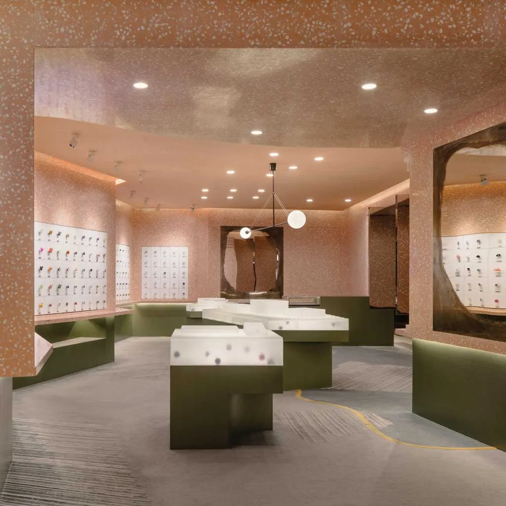 Interno del concept store PopSockets a Shanghai progettato da Yatofu
