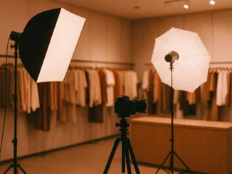 set fotografico all'interno di un negozio