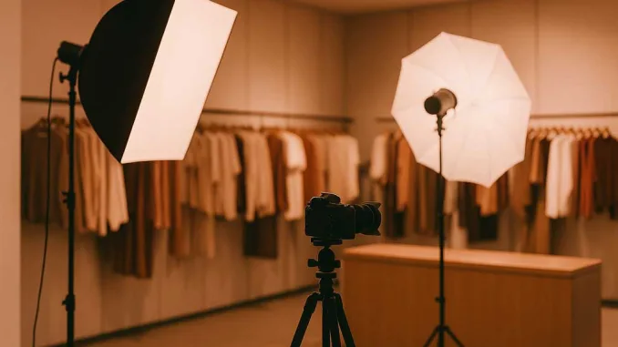 set fotografico all'interno di un negozio