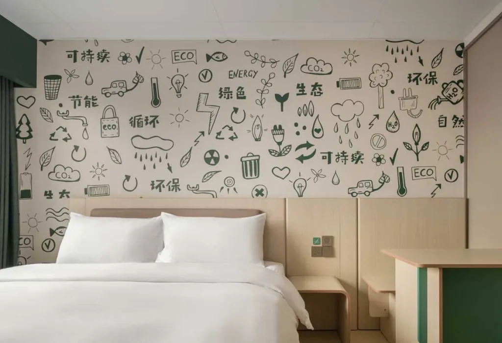 Camera del Hi Inn Self-Service a Ningbo con parete eco-friendly illustrata