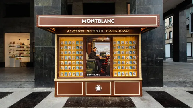 Edicola Temporary Montblanc in Corso Matteotti durante la Milano Fashion Week