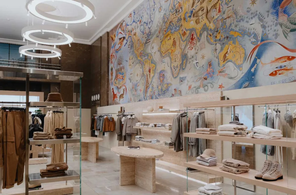 Vista laterale della boutique Eleventy a Lisbona progettata da Parisotto + Formenton Architetti