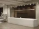 Bancone in Corian termoformato e interni minimalisti della Boutique Klozet a Moncton firmata Entre Quatre Murs